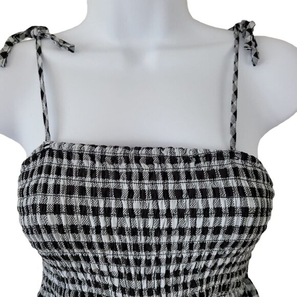 Out From Under Urban Outfitters Izzy Shorts Romper Gingham Black Gray SM READ - Picture 2 of 4